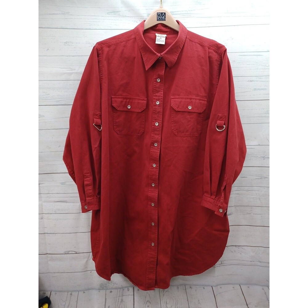 Vtg Hunters Run Red Heavy Canvas Metal Button Outdoor Shirt sz B8 4X Chest 62"